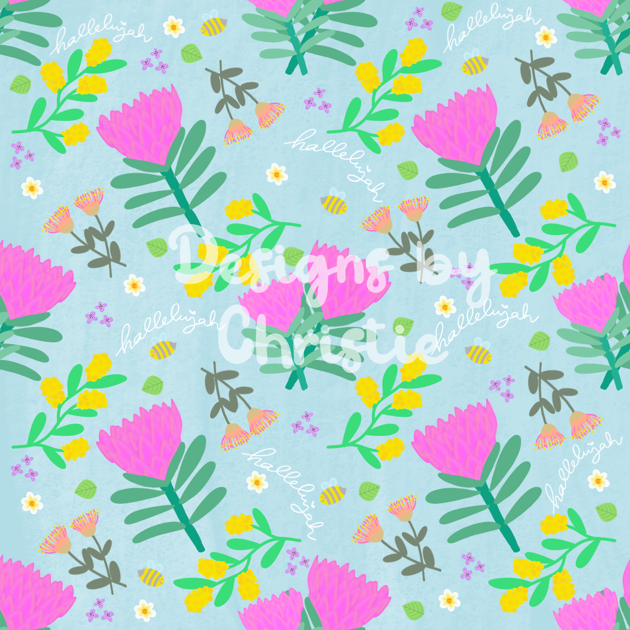 Pink Proteas - Bright Blue