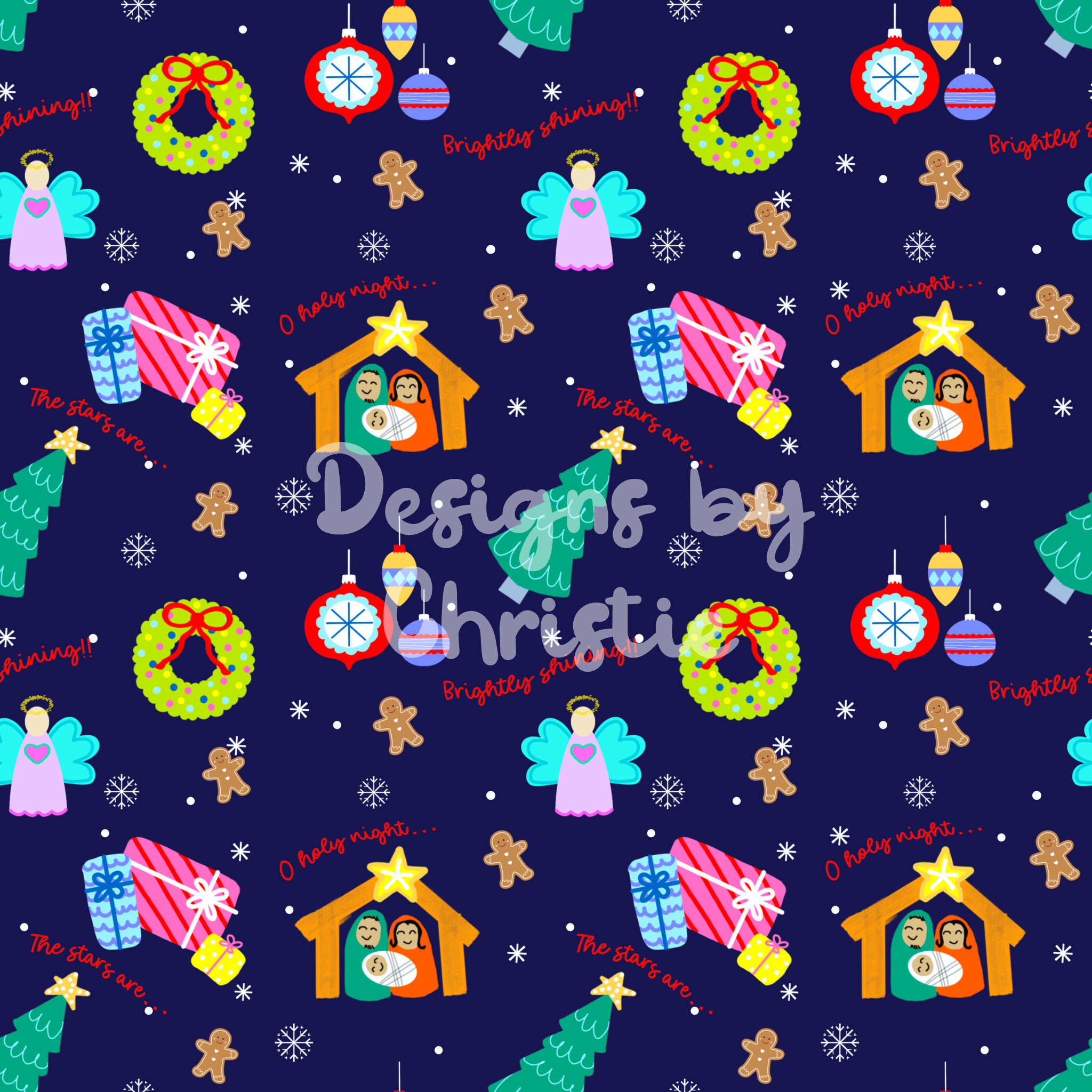 Baby Jesus in a Manger - Night Blue