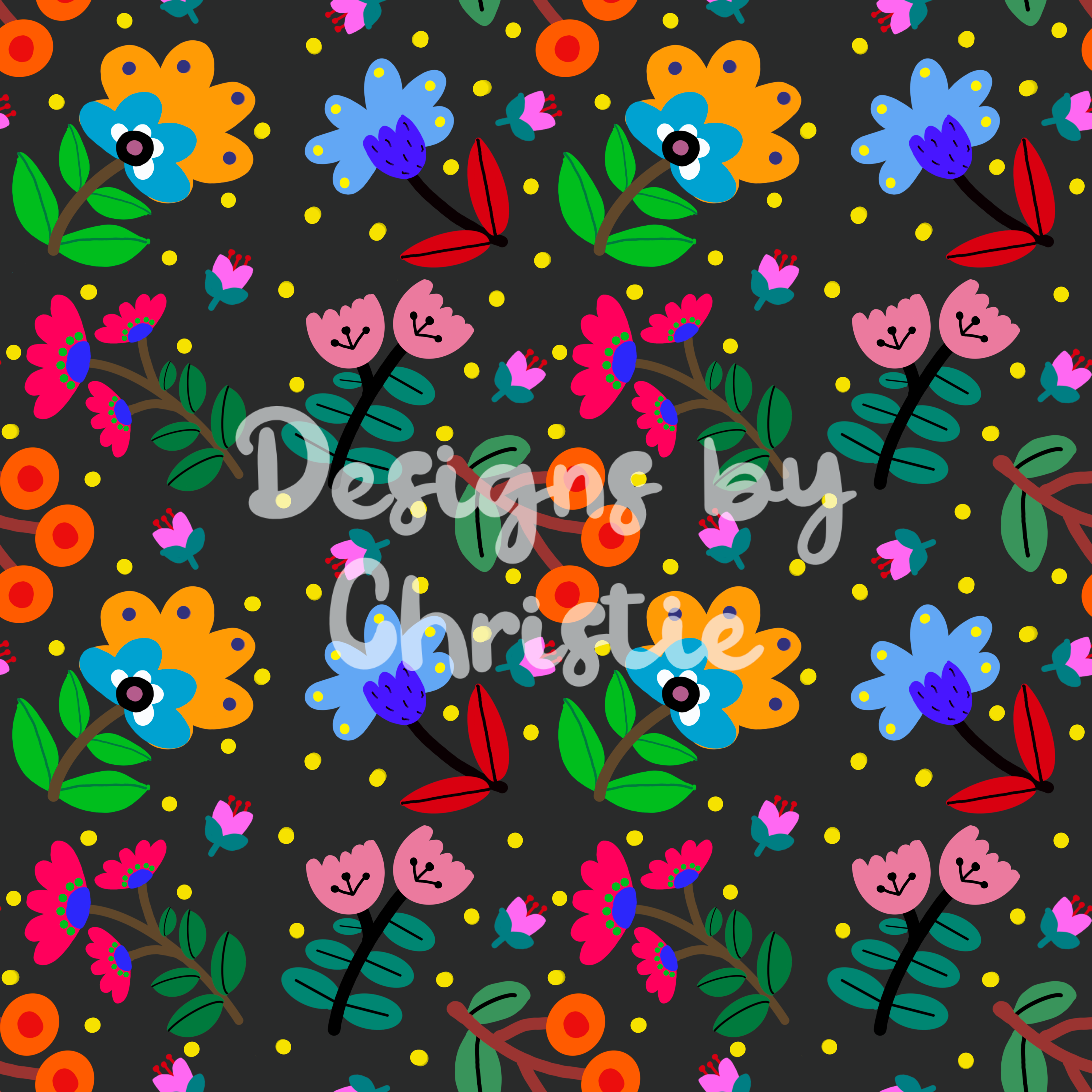 Folklore Flowers - Dark Grey