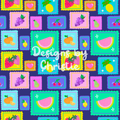 Fruit Stamps - Navy Blue